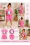 Summer Hello Kity Picture Printed Girls' Pink Shorts, Pink T-Shirt Set - 2