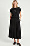 Modal Padded T-Shirt Skirt Set Lnt0041 Black - 2