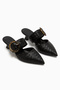 Meeri Black Buckle Closed Toe Heeled Women's Slippers - 3