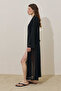 Wide Sleeve Tulle Pareo Kimono Black - 4