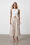Women's Raw Linen Double Pocket Pleated Waist Lined Linen Capri Pants Alc-X15542 - 4
