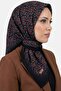 Women's Black Backgrounded Blue Floral Stitched Writing