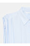 50549 100% Cotton Lace-Up Striped Shirt-Blue - 7