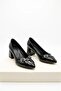Milan Women's Cross-Strapped Mini Buckle Pointed Toe Geometric Thick Square Heeled Office Stiletto - 2