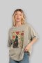For the Love of Cats 82 Front Cat Printed Beige Oversize T-Shirt 100% Cotton Unisex Cat Lover Premium Design - 4