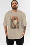 For the Love of Cats 2 Front Cat Printed Beige Oversize T-Shirt 100% Cotton Unisex Cat Lover Premium Design - 2