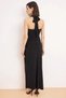 Women's Plus Size Halter Neck Sleeveless Long Skirt Blouse Set Gold Accessory Detailed Sandy Textured Comfortable - 5