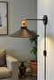 Wide Black Articulated Plug-In Decorative Wall Sconce Metal Movable Lamp Rustic Modern Office Hotel School
