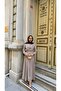 Women's Striped Patterned Waist Tie Dress Brown - 4