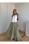Dark Green Long Crinkled Skirt - E261022