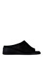 Women's Genuine Leather Black Suede Heeled Slippers