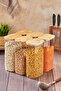 6-Piece 3 Liter Borosilicate Glass Jar with Bamboo Lid Ckr4551 - 6