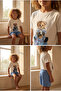 Children's Traveler Teddy Patterned Shorts Pajama Set - 3