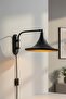 Large Black Articulated Decorative Plug-In Sconce Metal Movable Lamp Hotel Restaurant Cafe Rustic