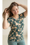 Multi-Colored Patterned Viscose Short Sleeve Plus Size Capri Set - 4