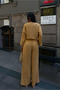 Loose-Fit Comfortable Trousers and Pool Collar Crop Blouse Muslin Fabric Top and Bottom Set - 6