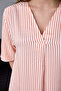 Women's Salmon Striped Double-Breasted V-Neck Loose-Fit Long Dress - 3