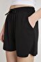 Women's Black Elastic Waist Tie-Up Modal Basic Shorts - 5