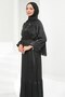 Black Floral Bronched Chiffon Dress - 4