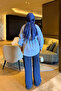 Ice Blue Waist-Tie Buttoned Shirt - 5
