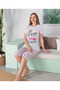 Women's Love Printed Capri Pajama Set Cotton Short Sleeve Home Wear Set - 3