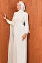 Ecru Front Gathered Evening Dress - 2