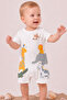 Safari Animal Figured, Short Sleeve, Snap-Shoulder Baby Romper - 3
