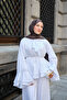 Women's Ruffled Ankle and Waist Set White - 3