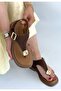 Jande Brown Leather Powder Flip-Flop Sandals - 2
