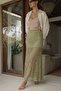 Women's Green Guipure Lace Long Skirt with Mini Lining, Maxi Length - 3