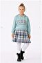Girl's Sweatshirt Look Plaid Patterned Dress-1710-M-