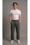 Men's Smoked Pique Fabric Loose Fit Baggy Pocketed Lace-Up Trousers - 3