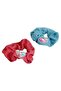 Hello Kitty Glitter Fabric Two Hair Crunchies With Heart Pvc Charms - 3