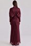 Stone and Flywheel Detailed Yoryo Silk Hijab Evening Dress Dark Bordo 1254 - 5