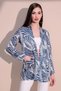Women's Blue Safari Pattern New Fashion Satin Double Pocket Loose Kimono Jacket - Suitable for Hijab Wear - 5