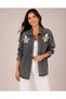 Women's Blue Denim Shirt with Stone and Rose Detail - 2