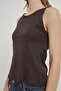 Women's Brown Boat Neck Waist-Fitted Lycra Peplum Blouse - 5