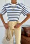 Short Sleeve Striped Tshirt Blue - 4