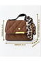 Women's Quilted Mini Shoulder Bag with Scarf - Lockable Hand and Crossbody Bag - 2