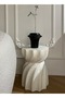 Modern Sculptural Side Table, Magnesium Oxide Accent Table, Concrete Look Bedside Table, White, 35 x 35 x 48 cm - 2