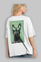 For Dog Lovers 35 White Oversize T-Shirt with Dog Print on the Back 100% Cotton Unisex Dog Lover Premium Design - 3