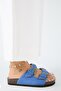 Fuga Women's Leather Genuine Leather Double Buckle Nubuck Blue Slippers - 2