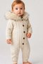 Soft Textured Hooded Cream Baby Knitwear Jumpsuit