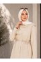 Women's Shawl Detailed Waist-Tie Muslim Dress Double Set Sb0041 - 2