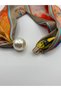 Pearl Detailed Magnetic Scarf Necklace Satin Scarf with Pearls Bracelet Women's Stylish Elegant Multi-Purpose Neck Scarf Hair Band Bag Accessory - 6