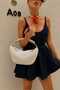 Women's Metal Handle Design Hand and Shoulder Bag Cream - 3
