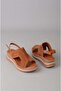Seç 8059 Genuine Leather Padded Heel Sandals (Heel Height: 4.5cm) Tan Suede - 4