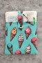 Linen Fabric Pocketed Book Cover, Gift for Book Lovers, Ice Cream Patterned