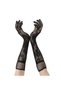 Black Long Rose-Patterned Lace Women's Gloves BX - 3