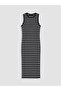 Nevavm Oval Neck Striped Bodycon Dress with a Difference - 5